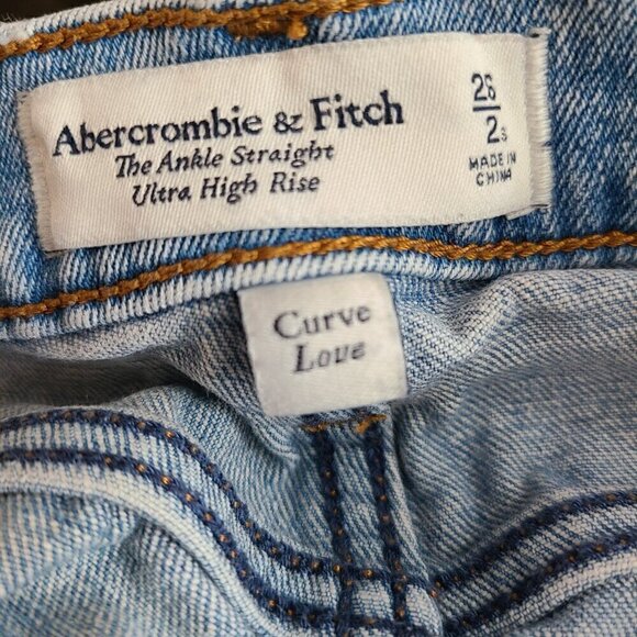 Abercrombie & Fitch Curve Love Ankle Straight Ultra High Rise Denim Jeans 2s - Picture 11 of 12